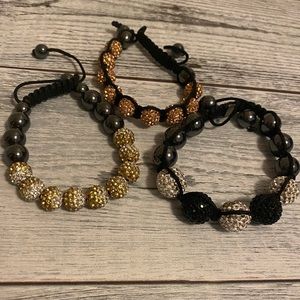 Set of 3 shambala adjustable bracelet